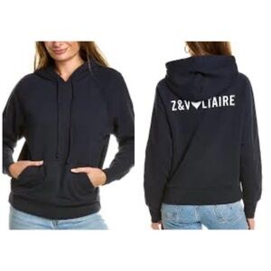 Zadig & Voltaire 100% cotton clipper black sweater shirt hoodie NWT